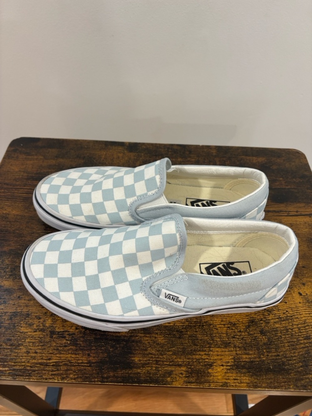Vans Kids Slip-On Checkerboard Light Blue & White
